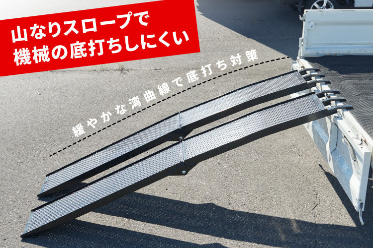 PLOW アルミブリッジ ブラック 折りたたみ式 長さ214cm 幅30cm 耐荷重680kg/2本セット