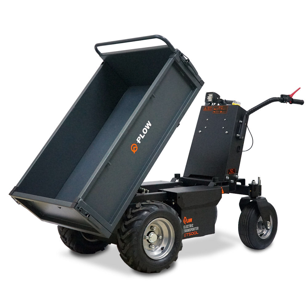 PLOW 電動運搬車 ダンプ機能付き 耐荷重最大500Kg 無断変速 バッテリー