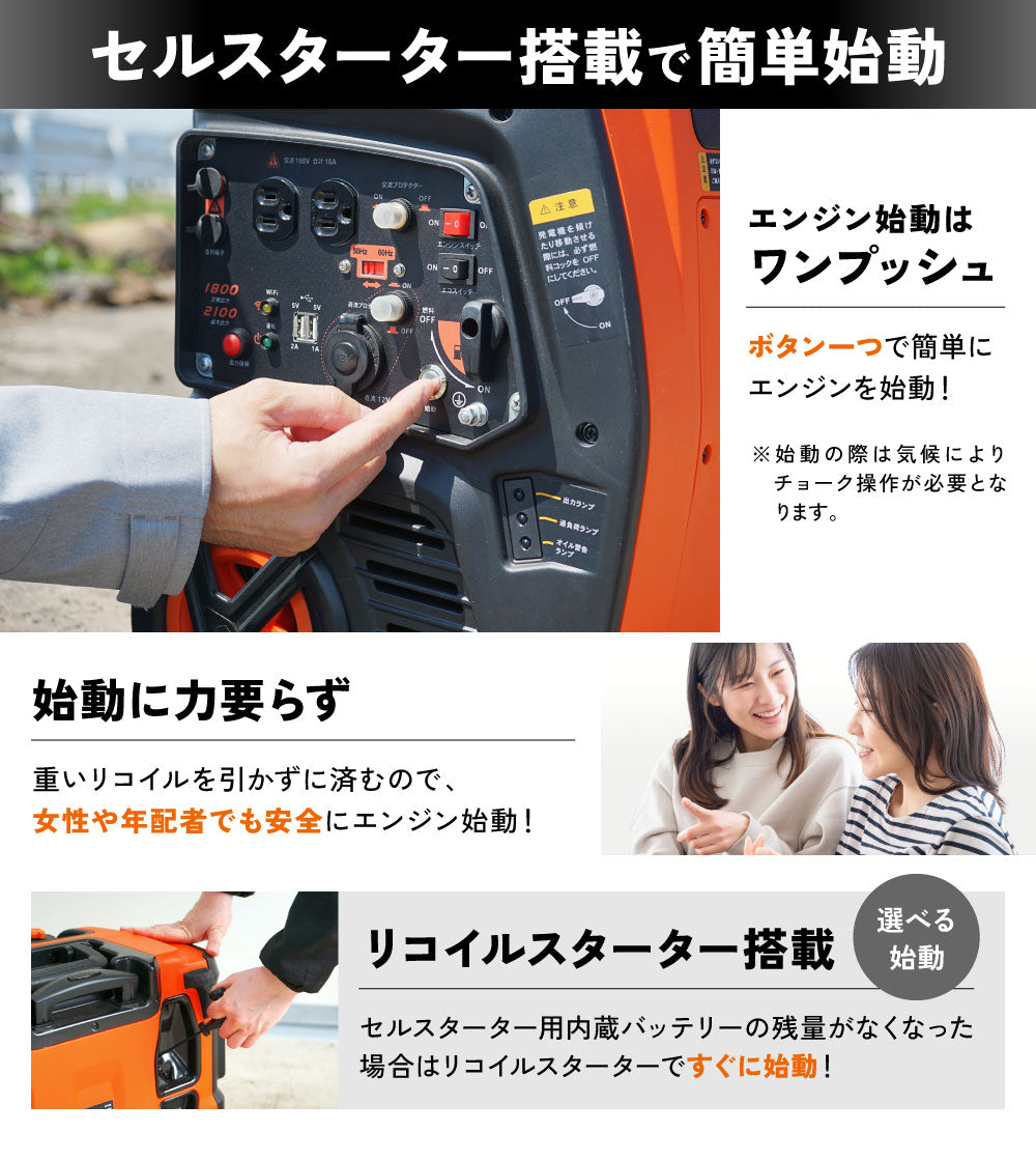 プラウ インバーター発電機 GP18iE 1800W