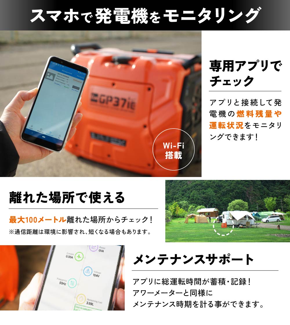 プラウ インバーター発電機 GP37iE 定格3700W