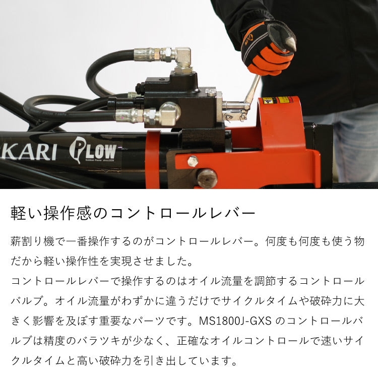 プラウ 薪割り機 MS1800J-GXS ホンダエンジン 縦横兼用 油圧式 18トン サイクルタイム8.5秒 条件付き送料無料 PLOW（プラウ） MASAKARI 国産 ［沖縄発送不可］