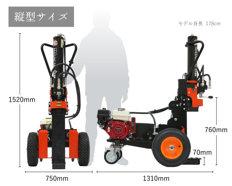 プラウ 薪割り機 MS1800J-GXS ホンダエンジン 縦横兼用 油圧式 18トン サイクルタイム8.5秒 条件付き送料無料 PLOW（プラウ） MASAKARI 国産 ［沖縄発送不可］