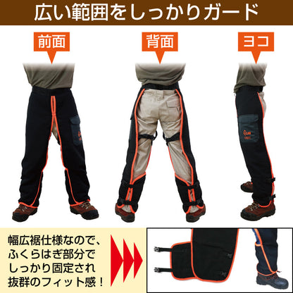 PLOW チェーンソー 防護用 チャップス 切断防止 EU安全認証 EN381-5 クラス1 適合 PH-CHAPS 【安全防具 防護ズボン チャプス】