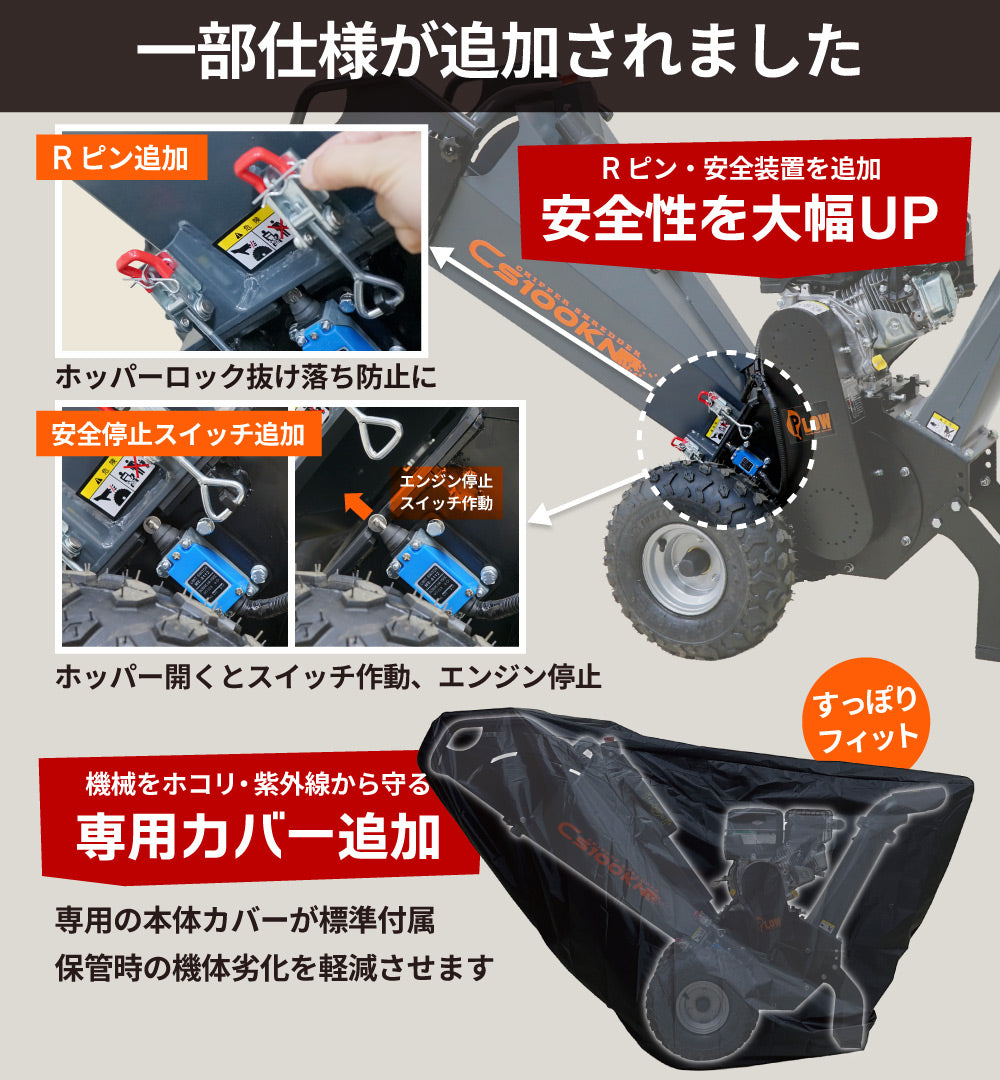PLOW 粉砕機 チッパーシュレッダー 最大粉砕径100mm PH-CS100KN