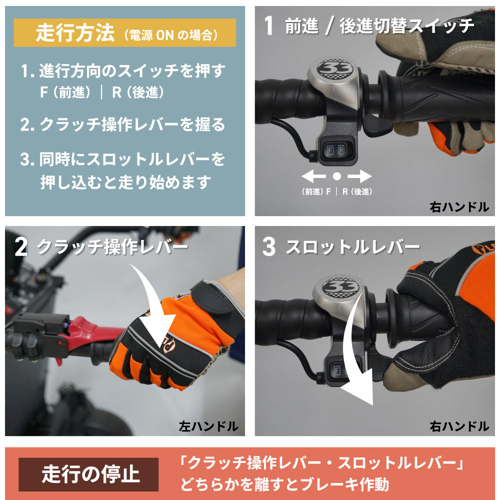 PLOW 電動運搬車 ダンプ機能付き 耐荷重最大500Kg 無断変速 バッテリー