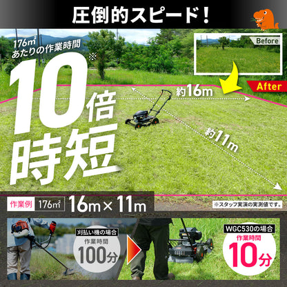PLOW クサノザウルス 草刈り機 WGC530 刈幅53cm MEIKIエンジン（旧YAMAHA） サイド排出 フリー刃